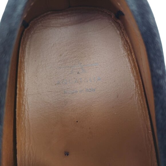Aquatalia Italy Black Suede Weatherproof Driving Loafers Mens 11.5 Dress Shoes - Picture 13 of 13